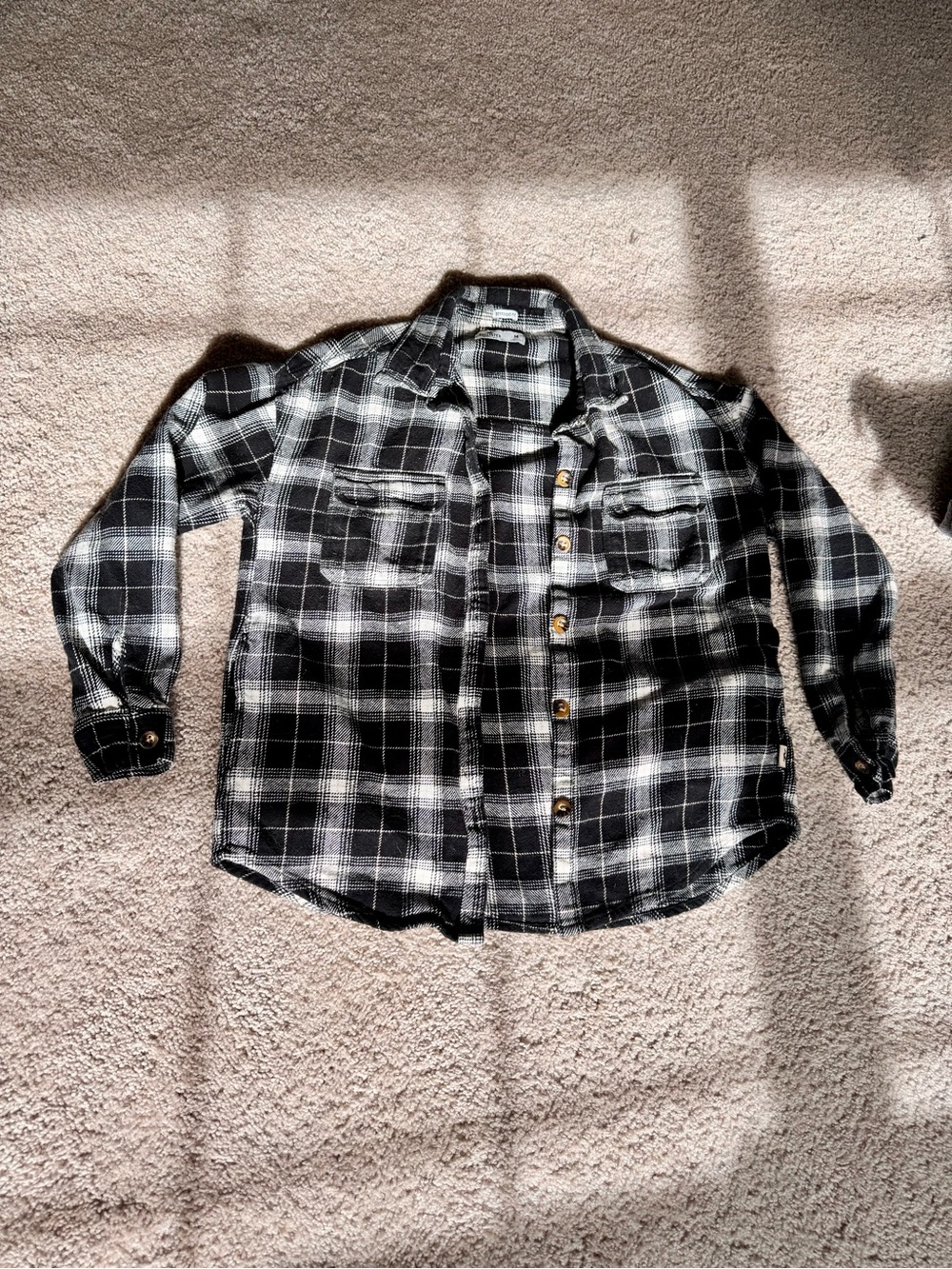 Hollister Black and White Plaid Button-Down Shirt